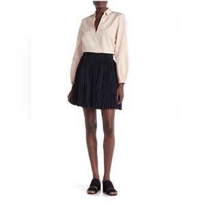 NWT Vince Navy Blue Mini Skater Flounce Skirt with Pleats XS